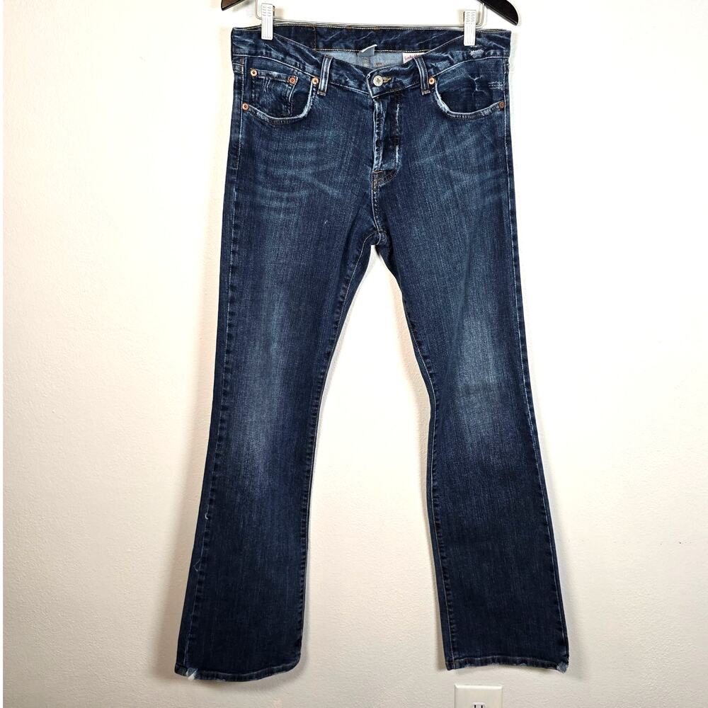 Vintage Lucky Brand Slim Bootleg Jeans Womens 33 USA Made Dark Wash Boho Cowgirl